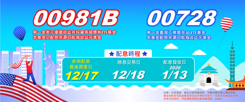 00981B 和 00728 最新配息公告 把握12/17前買進Banner